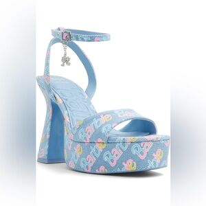 ALDO X BARBIE Party Ankle Strap Platform Sandal in Denim Light NWOB